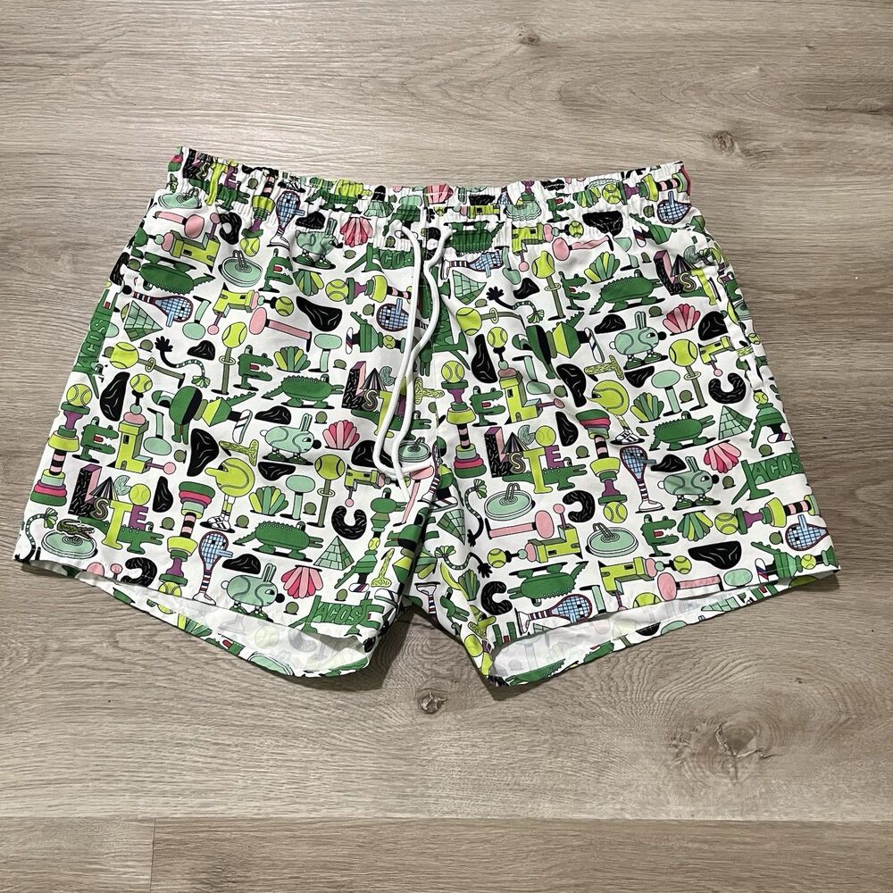 Lacoste X Jeremyville Mens Size XL Swim Shorts Trunks Croco All Over Print